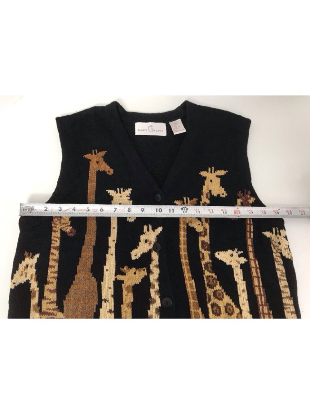 Vintage Jane's Closet Giraffe Knit Sweater Vest Women's M Safari Teacher Core - Picture 8 of 13
